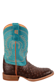 Anderson Bean Turquoise & Chocolate Ostrich Print Boots