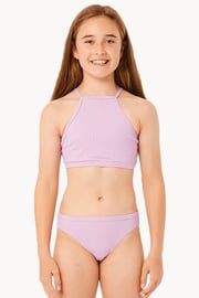 Girls Lux Rib High Neck Crop Set