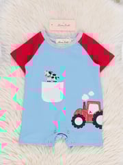 Embroidered Cow's Play Pocket Romper