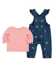Flowers Denim Infant Overall Set (12M-24M)