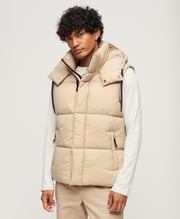 Hooded Ripstop Puffer Gilet | Winter Twig Beige