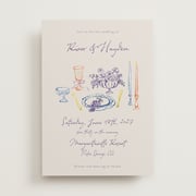 tablescape drawing Save the Date Cards by Cass Loh