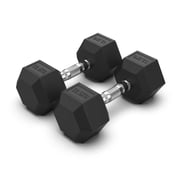 2 x 12.5kg Hex Rubber Coat Iron Dumbell Home Gym Strength Weight