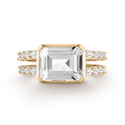 Personalized Warren Horizontal Birthstone Ring with Accent Stones in 14k Gold