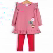Christmas Eve Night Applique Legging Set, Red