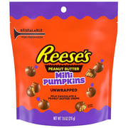 REESE'S Unwrapped Milk Chocolate Peanut Butter Creme Mini Pumpkins, Halloween Bag