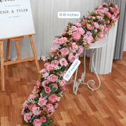 LUXE Pink Rose with Greenery Mixed Table Runner - 78 Inches