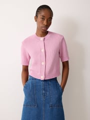 Short Sleeve Cardi Top | Pink