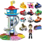 (with 12pcs dogs) Oversized Tower Puppy Headquarters Toy With Music Light Patrulla Canina Lookout Toys Set Kid's Birthday Gift