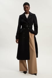 Tailored Wool Blend Double Breasted Buckle Belted Midi Coat | Karen Millen