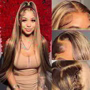 Vanlov Lace Front Wig Wear and Go Glueless Wigs P4/27 HD Transparent Lace High Density Highlight Straight Wigs Human Hair