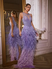 Saelyvira Fringe Rhinestone Maxi Dress