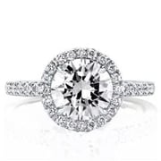 Italo Round Cut Halo Engagement Ring Sterling Silver Ring