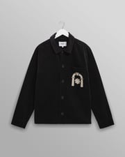 Rockley - Black And Ecru Applique Velvet Overshirt