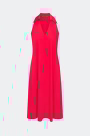 Nava Poplin Midi Dress in Cherry Red