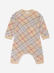Burberry Baby Camillo Rib Check Romper in Beige