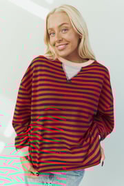 Danny Stripe Pullover in Red