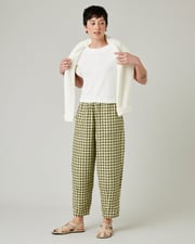 Huxley Matcha Gingham Linen Trousers