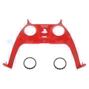 eXtremeRate Replacement Decorative Trim Shell with Accent Rings Compatible with PS5 Controller BDM-010/020/030/040/050 - Clear Red