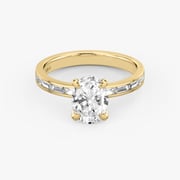 The Devotion Diamond Oval Engagement Ring | Pavé Band | Yellow Gold