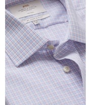 Non-Iron Red & Blue Grid Check Slim Shirt