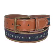 Tommy Hilfiger Men's Leather Casual Belt with Fabric Inlay