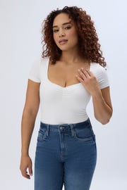 Short Sleeve Sweetheart Neckline Bodysuit
