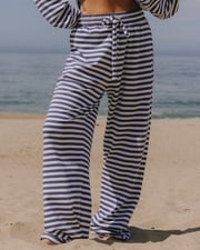 Striped Cotton Pants - Navy/White Stripe