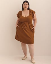 Short Dress with Smocked Sweetheart Neckline