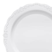 White Vintage Round Disposable Plastic Dinner Plates (10")