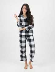 Women's Black & White Plaid Flannel Pajamas