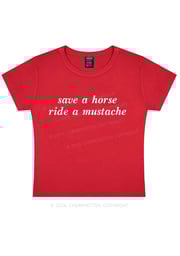 Ride A Mustache Y2K Baby Tee Cherrykitten