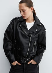 Leather-effect biker jacket - Women | MANGO OUTLET USA