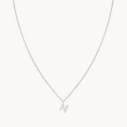 N Initial Pavé Pendant Necklace in Silver