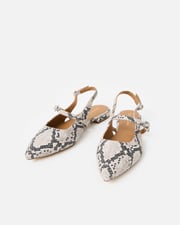 Mary Jane Snake Print Leather Slingbacks | Oliver Bonas