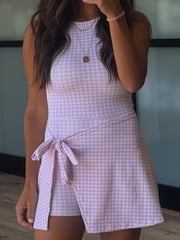 Gingham Active Wrap Romper | Pink