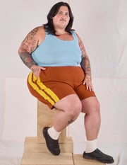 Painted Stripe Easy Shorts - Burnt Terracotta