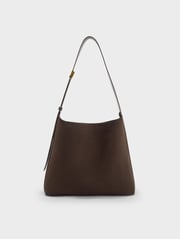 Espresso Brown Edna Recycled Suede Tote Bag | CHARLES & KEITH