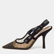 Dior Black Mesh and Suede J'Adior Slingback Pumps Size 38