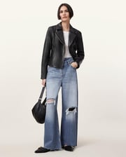 Vela Slim Fit Leather Biker Jacket