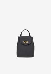 Mini Gancini Backpack in Hammered Leather