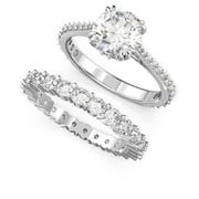 Constella ring, Set (2), Round cut, White, Rhodium plated