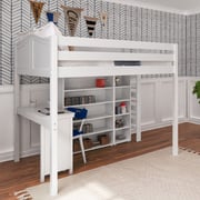 Full High Ladder on End Loft with Corner Desk & Two Bookcases