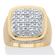 Men's Round Diamond Accent Grid Ring 14K Gold Plated