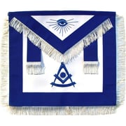 Past Master Blue Lodge Apron - Royal Blue with Blue Hand Embroidery & White Fringe