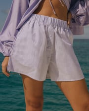 Poplin Resort Shorts - Wink/White Stripe