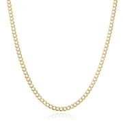 Solid 14K Yellow Gold 3.2mm Diamond-Cut Pave Cuban Curb Chain 16 18 20 22 24 26"