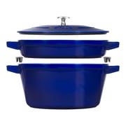 Staub Cast Iron 3-pc Stackable Set, Dark Blue, Cast Iron 