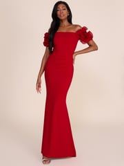 Off-The-Shoulder Gown With Chiffon Rosettes