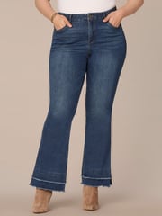 "Ab"solution High Rise Fray Hem Itty Bitty More Boot Plus Size Jeans
